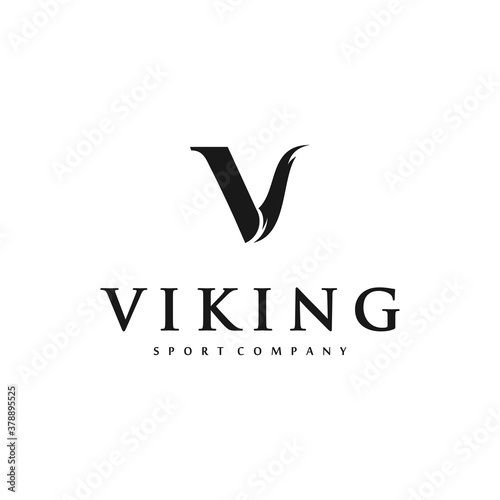 letter V viking logo vector illustration