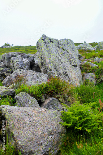 Rocks and cliffs on Veslehødn Veslehorn mountain in Hemsedal, Norway. photo