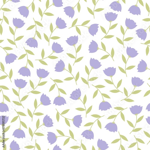 Abstract Vintage Purple Floral Vector Flat Illustration Seamless Pattern