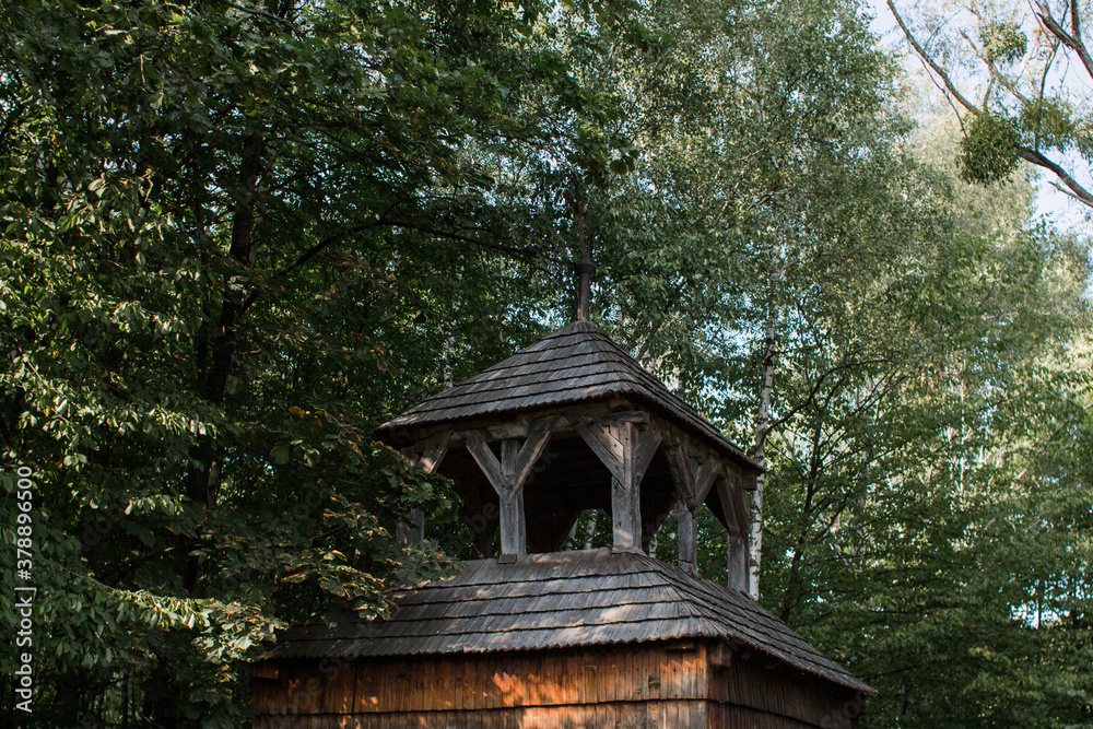 old wooden church in the forest