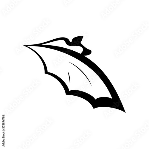 Vector illustration of bat logotype. Simple slack and white bat symbol