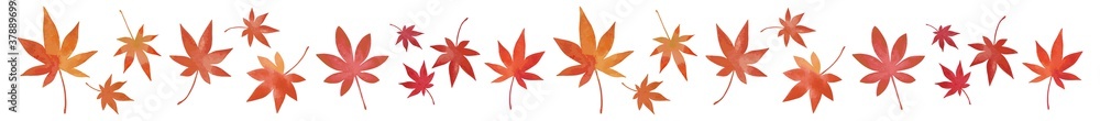 赤色の紅葉 水彩画 ライン素材 赤色の紅葉 水彩画 ライン素材