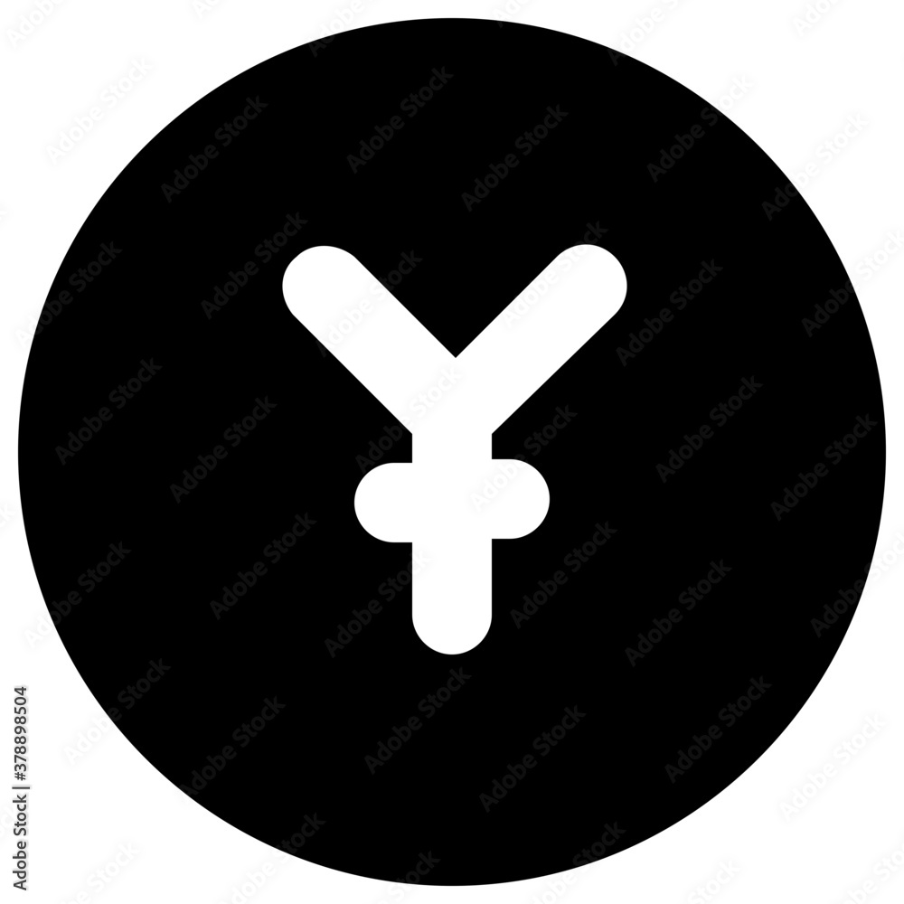 Glyph icon of yen coin, japanese currency
Glyph icon of yen coin, japanese currency