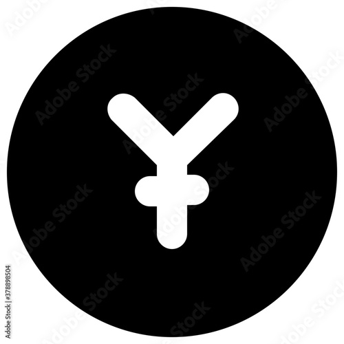 Glyph icon of yen coin, japanese currency 
