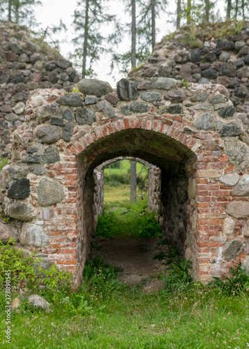 Fototapeta Naklejka Na Ścianę i Meble -  old medieval stone castle ruins, Ergeme castle ruins