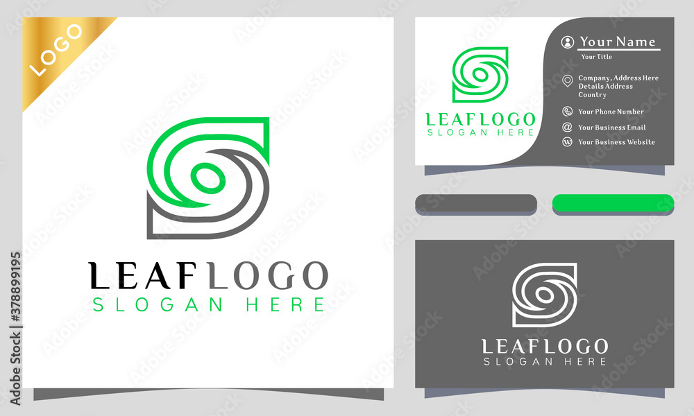 Fototapeta premium Abstract Letter S Leaf Logo Design Vector Illustration Template. modern logo design business card