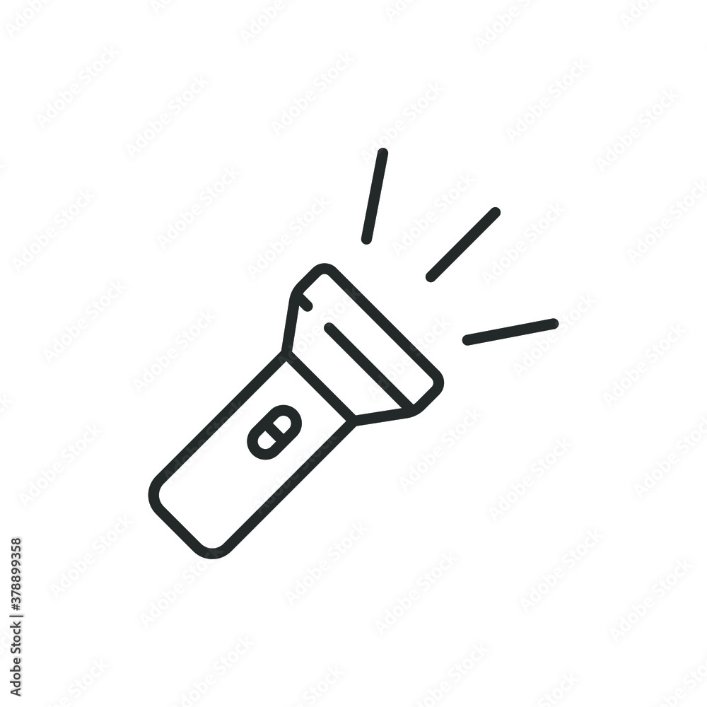 Line flashlight icon, line style.
Flashlight flat icon with a bright beam. Electric lamp battery powered. Pocket flashlight. Light source. Vector illustration. Design on white background. EPS 10 Line flashlight icon, line style.
Flashlight flat icon with a bright beam. Electric lamp battery powered. Pocket flashlight. Light source. Vector illustration. Design on white background. EPS 10
