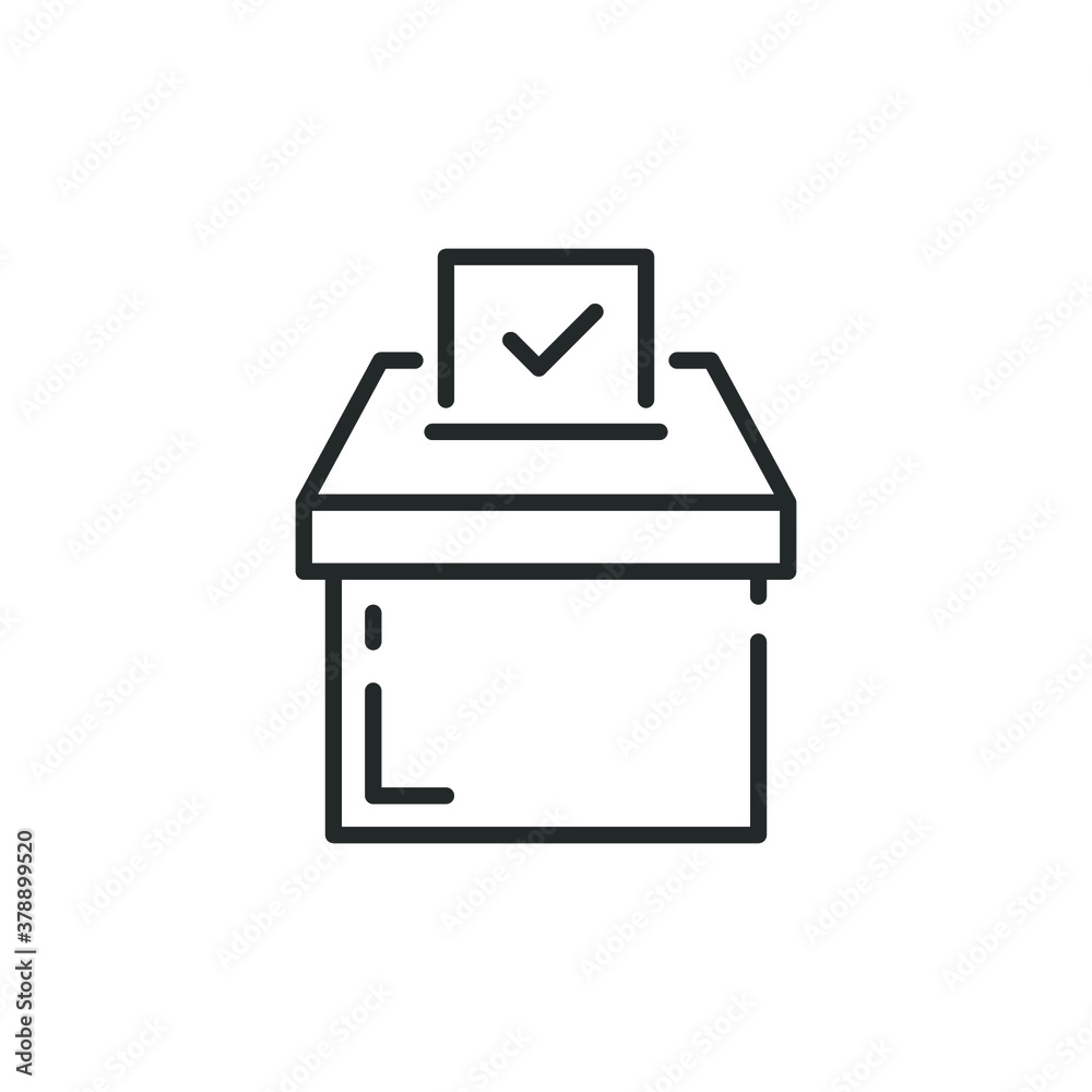 Outline election box icon, line style.
A ballot is a device used to cast votes in an electionandmay be found as a piece of peper used in secret voting. Vector illustration. EPS 10 Outline election box icon, line style.
A ballot is a device used to cast votes in an electionandmay be found as a piece of peper used in secret voting. Vector illustration. EPS 10