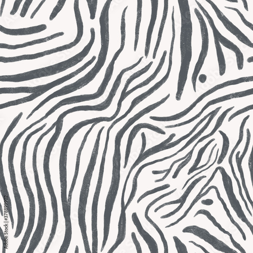 Animal print, Zebra skin, stripes seamless pattern on white background.