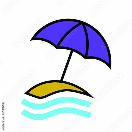 Beach umbrella icon isolated on white background, sunbed and umbrella, sea, icon for vacationers, vector.