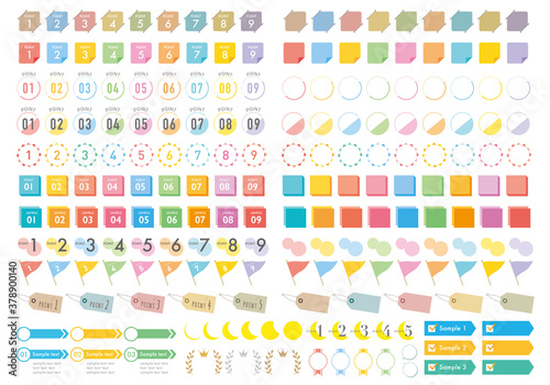 カラフルなポイントアイコンと数字素材