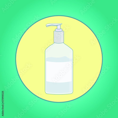 Hand sanitizer. Washing alcohol gel is used against viruses, bacteria, flu, and coronavirus. Anhydrous hand cleaner. Vector illustration, flat design