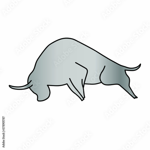 White metal bull. Symbol of 2021. Vector illustration isolated on a white background