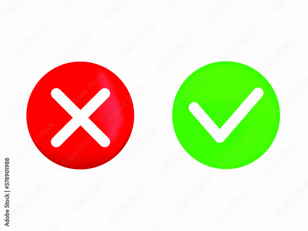 Mark X and V in flat style. Green and red, Yes and no, vector graphics isolated on a white background Mark X and V in flat style. Green and red, Yes and no, vector graphics isolated on a white background