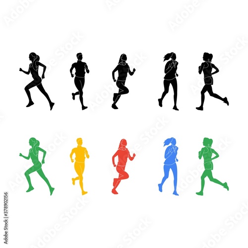 Colorful Silhouette of Woman Jogging Outside