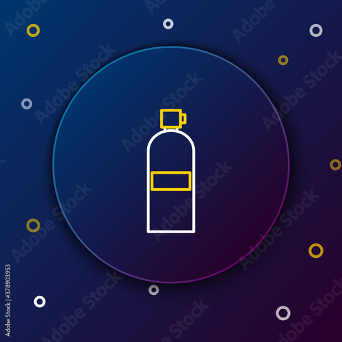Line Aqualung icon isolated on blue background. Oxygen tank for diver. Diving equipment. Extreme sport. Diving underwater equipment. Colorful outline concept. Vector.
