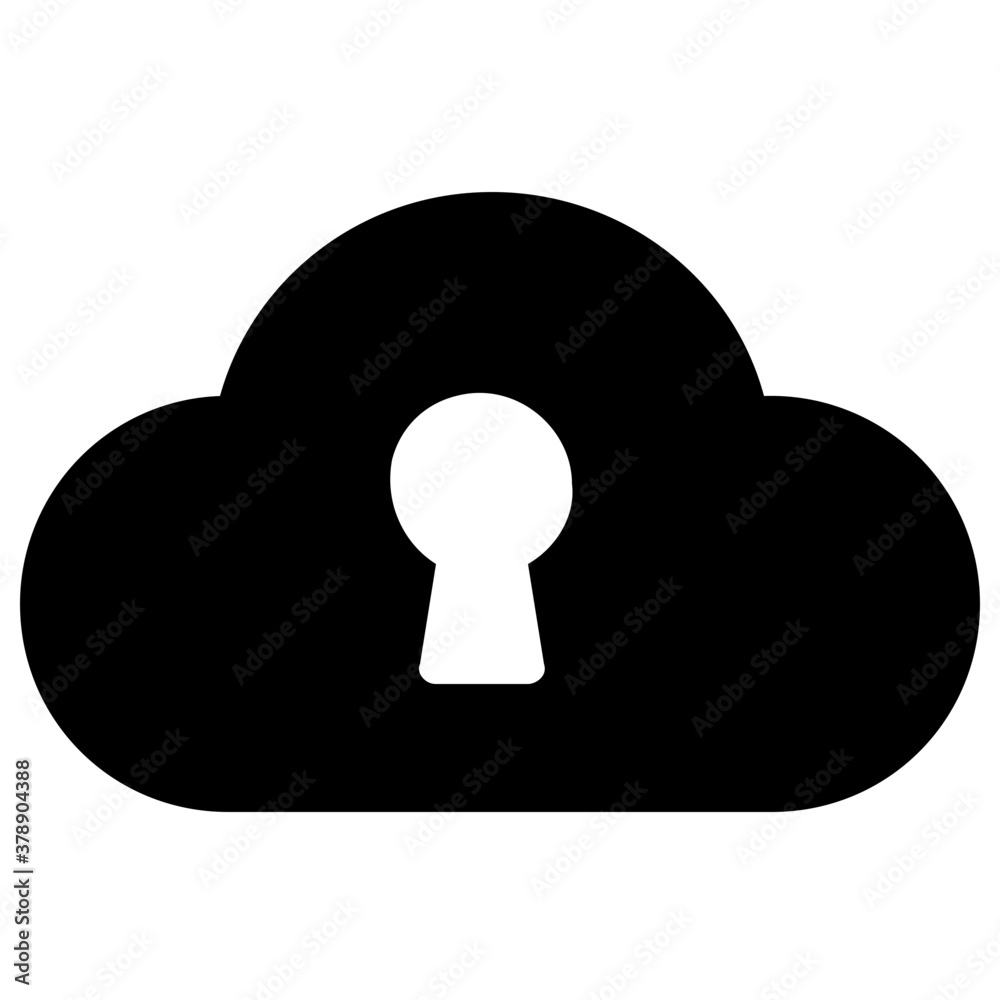 Keyhole inside cloud, solid vector design of cloud security icon
Keyhole inside cloud, solid vector design of cloud security icon