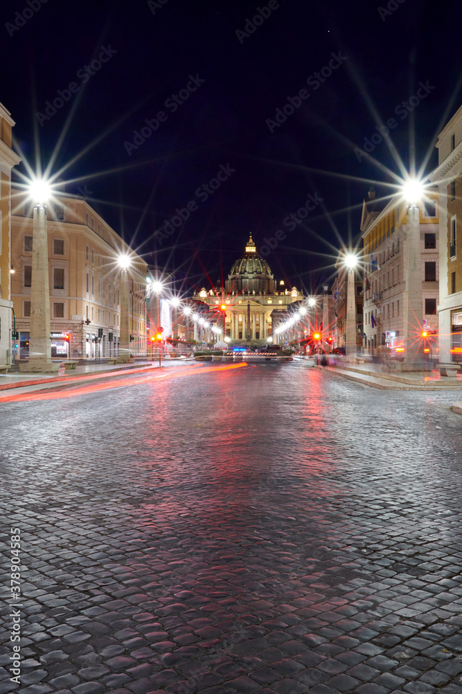 Rome: Lights in the night, view of St.Peters
