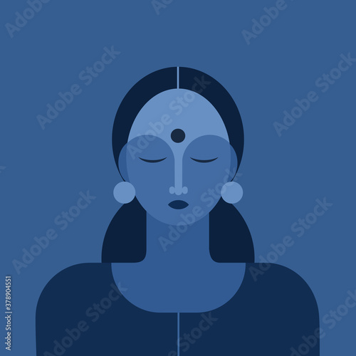 Illustration of portrait of a traditional Indian girl