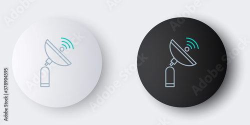 Line Radar icon isolated on grey background. Search system. Satellite sign. Colorful outline concept. Vector.