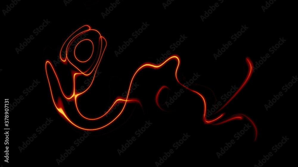 Fototapeta premium Fire blur circle neon lighting effects texture for text or copyspace on isolated background. Abstract light speed at motion exposure.