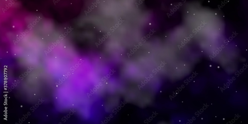 Dark Purple, Pink vector template with neon stars. Blur decorative design in simple style with stars. Best design for your ad, poster, banner.