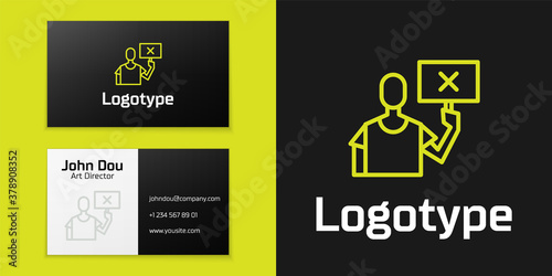 Logotype line Nature saving protest icon isolated on black background. Earth planet protection, environmental issues demonstration. Logo design template element. Vector Illustration.