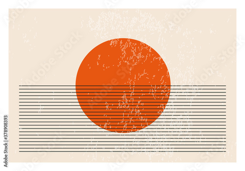Minimalist 20s geometric abstract background design, vector primitive shapes