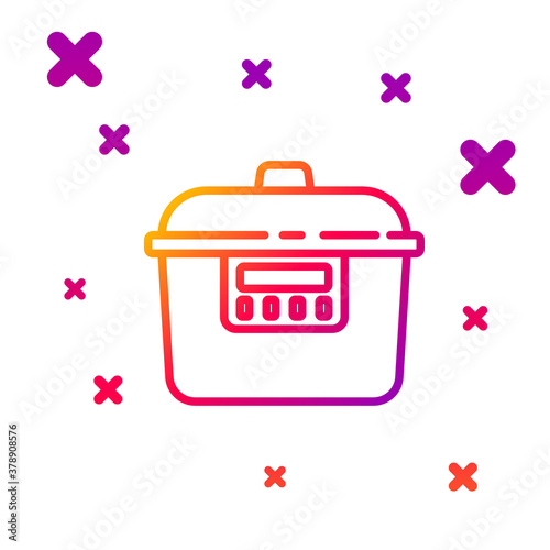 Color line Slow cooker icon isolated on white background. Electric pan. Gradient random dynamic shapes. Vector.