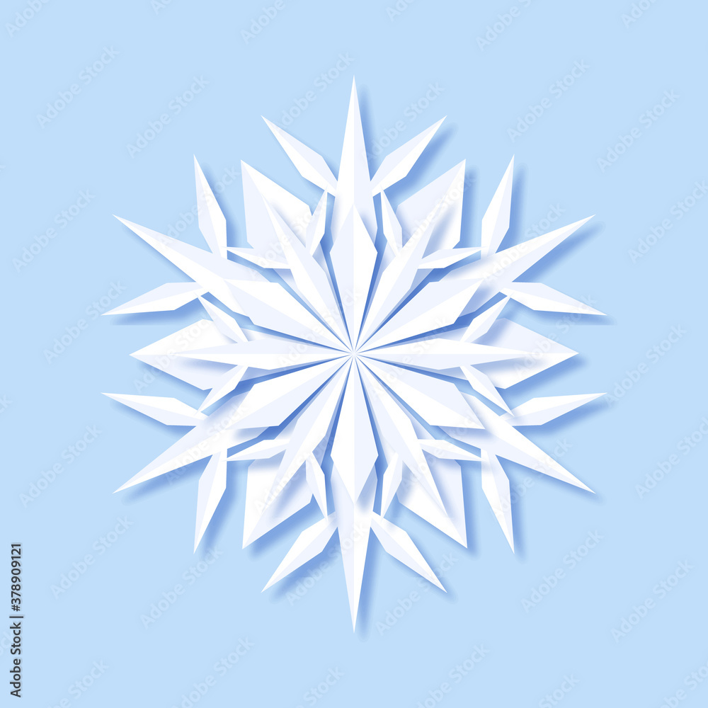 Winter snowflake. Snowflake concept with shadow on light blue background. Vector illustration Winter snowflake. Snowflake concept with shadow on light blue background. Vector illustration