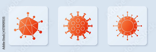 Set Virus, Virus and Virus. White square button. Vector.