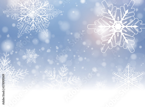 Christmas background with snowflakes, winter snow background, vector illustration