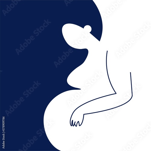 Vector illustration of pregnant woman with copy space.