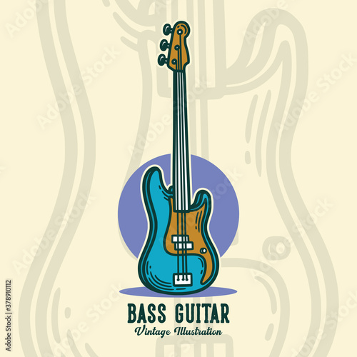 vintage slogan typography bass guitar for t shirt design