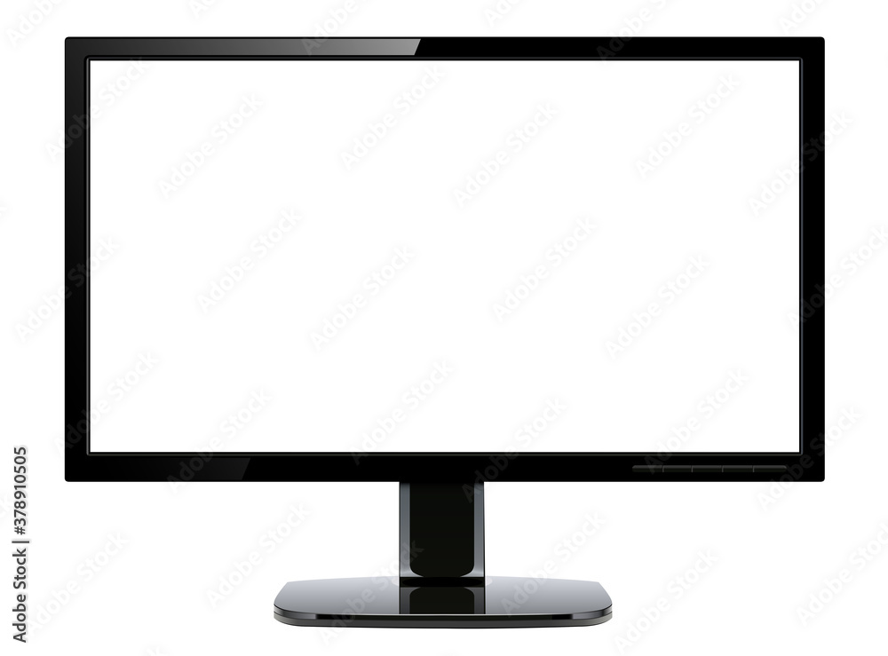Monitor TV isolated, front view with empty screen, vector illustration. Monitor TV isolated, front view with empty screen, vector illustration.