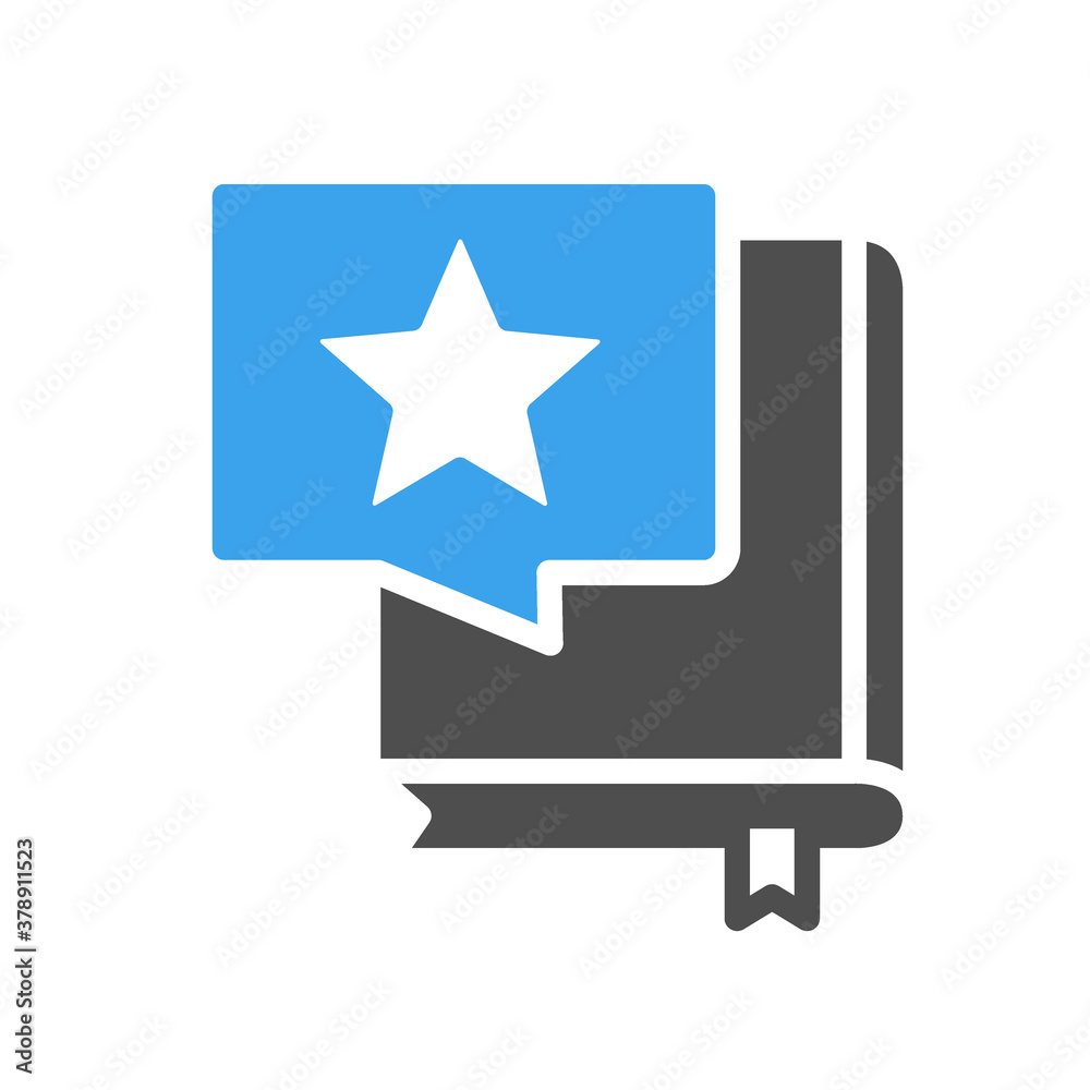 Book with star in chat bubble colored icon. Good literature, best choise, positive feedback symbol Book with star in chat bubble colored icon. Good literature, best choise, positive feedback symbol