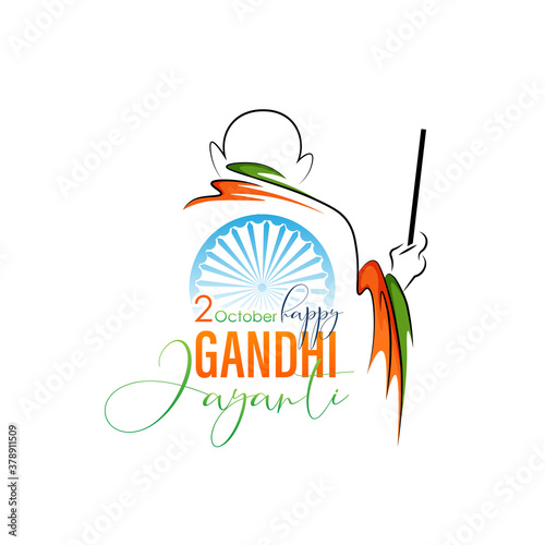 Foto vector illustration of 2nd October- Gandhi Jayanti.