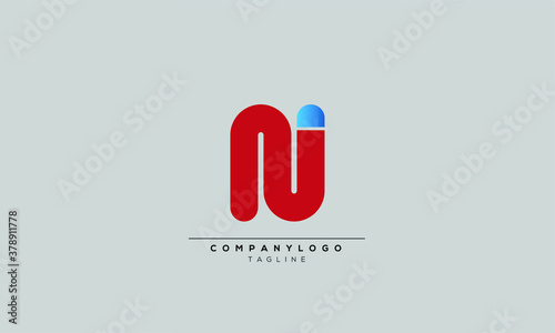 NI Abstract initial monogram letter alphabet logo design