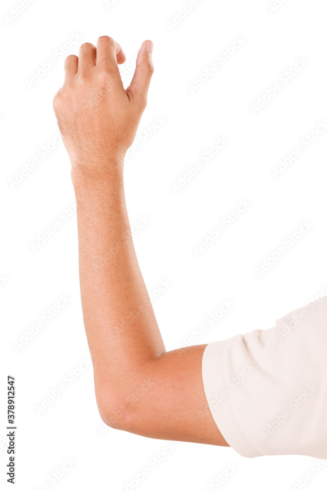 Male asian hand gestures isolated over the white background. CATCHING POSE. Male asian hand gestures isolated over the white background. CATCHING POSE.