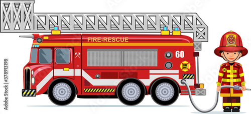 illustration of a firefighter car