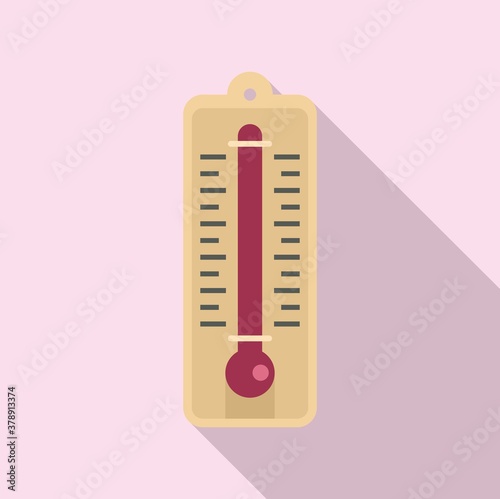 Sauna wood thermometer icon. Flat illustration of sauna wood thermometer vector icon for web design
