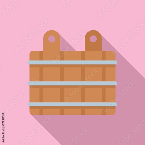 Sauna wood steel bucket icon. Flat illustration of sauna wood steel bucket vector icon for web design