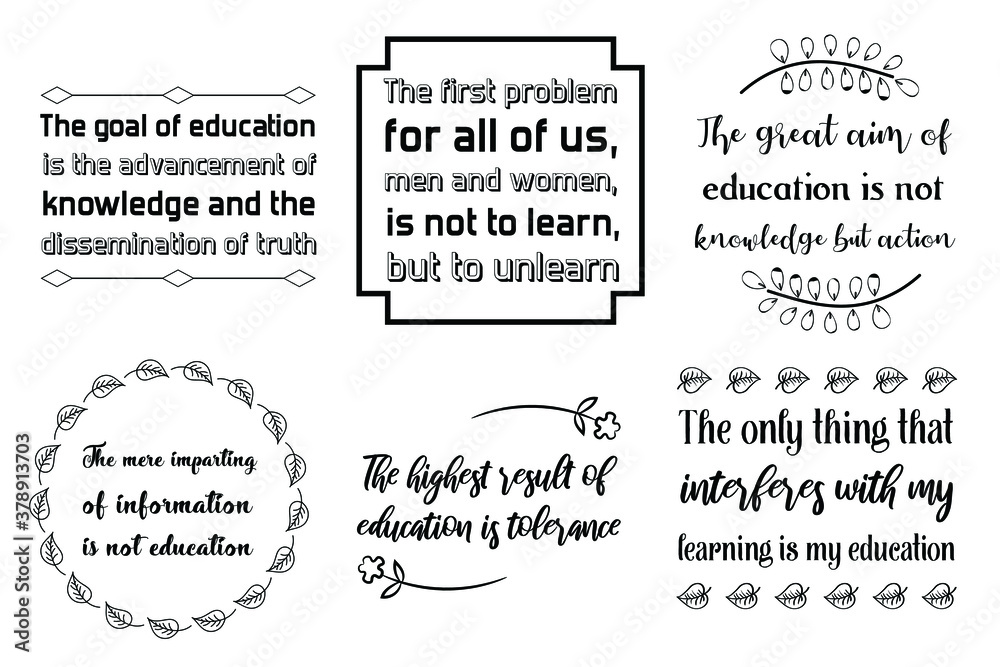 Set of Calligraphy Quotes Sayings for print about knowledge learning and education Set of Calligraphy Quotes Sayings for print about knowledge learning and education