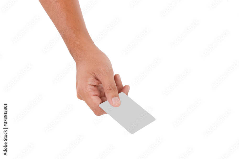 Hand Holding gray Paper on White background. Hand Holding gray Paper on White background.