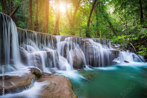 Huay Mae Khamin waterfall in tropical forest, Thailand