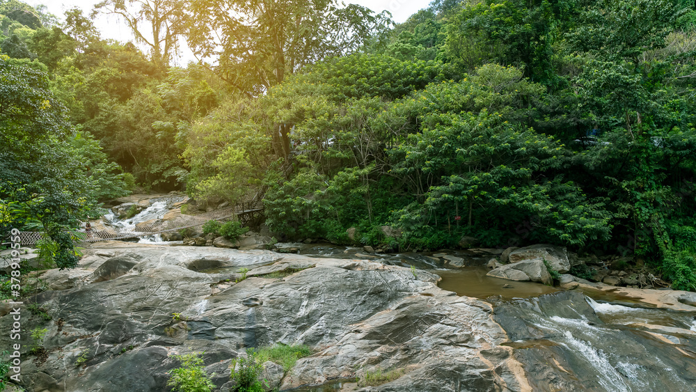 The waterfall up to Doi Mon Jam is a tourist attraction of Chiang Mai, Thailand. The waterfall up to Doi Mon Jam is a tourist attraction of Chiang Mai, Thailand.