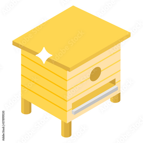 
Colonial bees preserved honey in beehive, isometric style 
