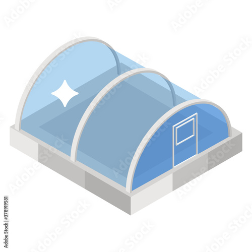 
Modern farming method with plastic covering plantation icon in isometric style 
