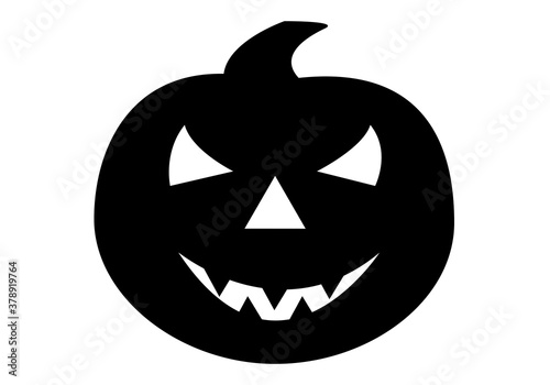 Icono de calabaza de Halloween en negro sobre fondo blanco