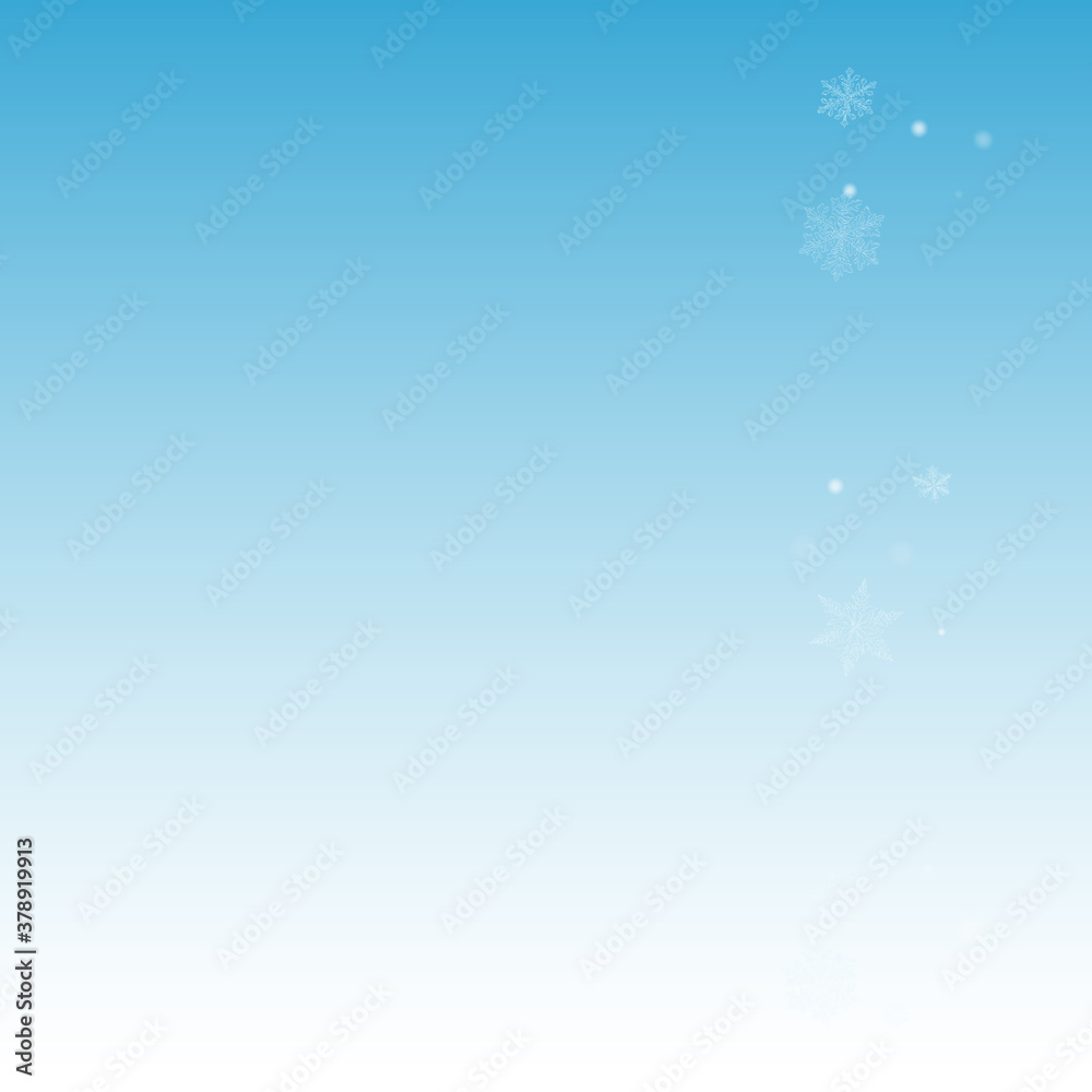 Gray Snow Vector Blue Background. Light Snowflake 